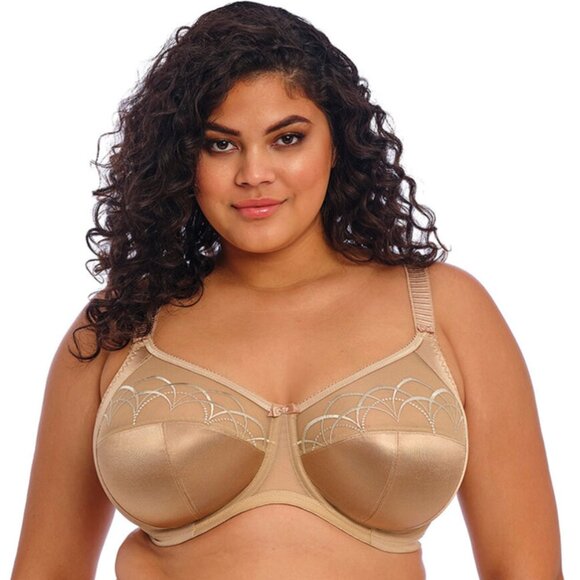 ELOMI Cate Full Cup Banded Bra in Hazel Plus Size Satin Neutral - Size 38K - Picture 1 of 15